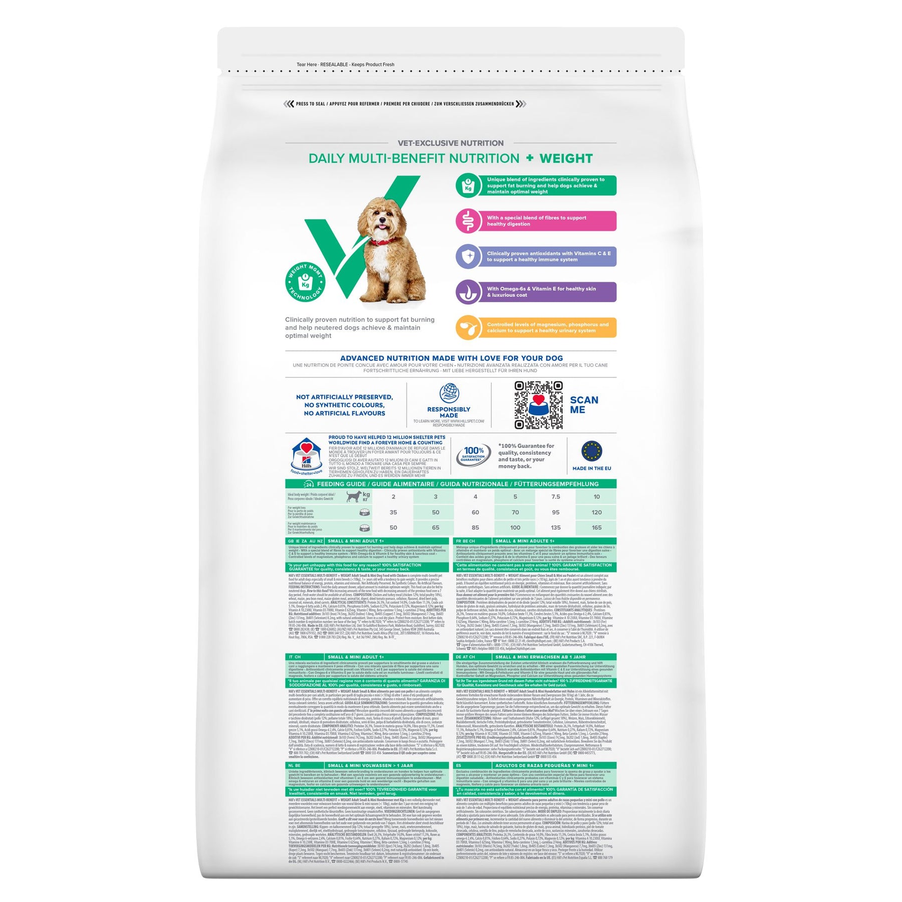 MULTI-BENEFIT + Weight Adult 1+ Small & Mini Hundefutter mit Huhn Packshot